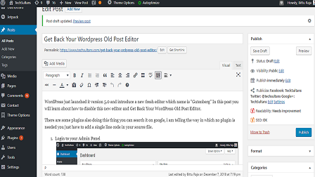 Get Back Your Wordpress Old Post Editor